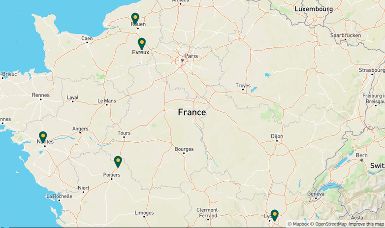 מפת תחנות צרפת 2023 דגמי FRA2