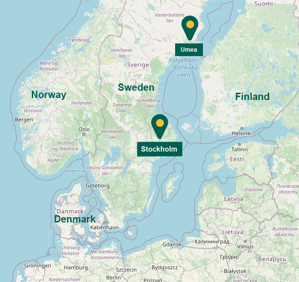 מפת תחנות השכרת קרוואנים בשבדיה